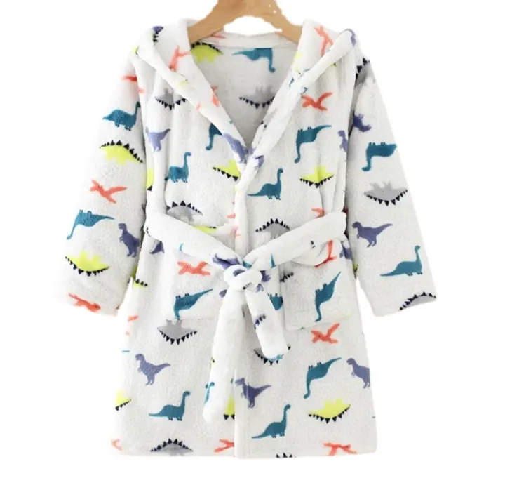 Albornoz con capucha de manga larga para niños, bata con estampado de dibujos animados, ropa de dormir para niños y niñas, invierno y otoño - 1