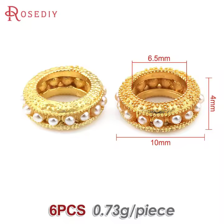 Color dorado mate, latón y perlas de imitación de plástico, espaciador de rueda, cuentas para pulsera, accesorios para hacer joyas Diy - 1