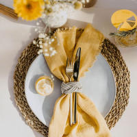 Servilletas de boda de algodón de gasa, 10 Uds., 32x32cm, reutilizables, con adorno verde, toalla de té, servilletas rústicas Retro con rebabas para decoración de mesa de fiesta - details 13