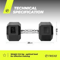Mancuerna Hexagonal Duradera de Hierro Fundido 2,5-35 kg con Revestimiento de Goma para Gimnasio en Casa con Mango Ergonómico Mancuerna Hex Estable y Versátil - details 5
