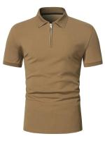 Camiseta polo de manga corta de color sólido con solapa para hombre, top de ajuste informal, ropa para hombre - details 6
