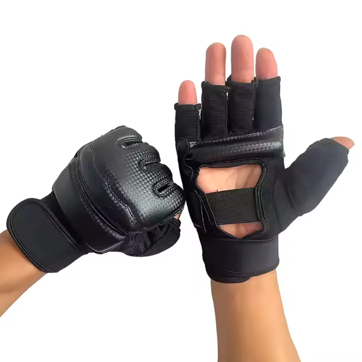 Guantes de entrenamiento de medio dedo, cuero PU, MMA, Lucha, Kick Boxing, Karate, Muay Thai - 1