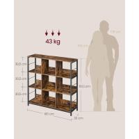 Estantería de Almacenamiento de 3 Niveles, Librería, Estantería Independiente con 9 Compartimentos, Salón, Estudio, Cocina, 30 x 100 x 103,1 cm, Marrón Rústico y Negro LLS112B01 - details 1