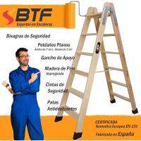 Tijera de Madera Pino Doble Subida Certificadas. ¡Ideal para Profesionales Pintor, Escayolista, Electricista o hasta para su hogar! 6+6 Peldaños, H.145 cm. Ref. BTF-MDP006 - details 5
