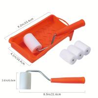 Kit de rodillos de esponja de alta densidad de 26 piezas de 5,08 cm, que incluye 2 marcos, 4 bandejas de pintura y 20 rodillos de esponja naranja de alta densidad, hechos de plástico - details 3