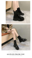 Nuevas botas cortas negras de moda geniales de moda botas de mujer de tacón grueso de suela gruesa - details 8