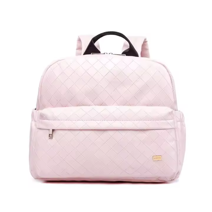 Soboba Mochila de maternidad con espacio grande y bien organizado para mamás, color rosa a cuadros, a la moda, para cochecitos - 1