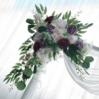 Conjunto de 2 piezas de flores artificiales, guirnalda triangular de esquina Retro, arco de boda, decoración de fondo, corredor de pared, arreglos de hilera de flores personalizados - details 2