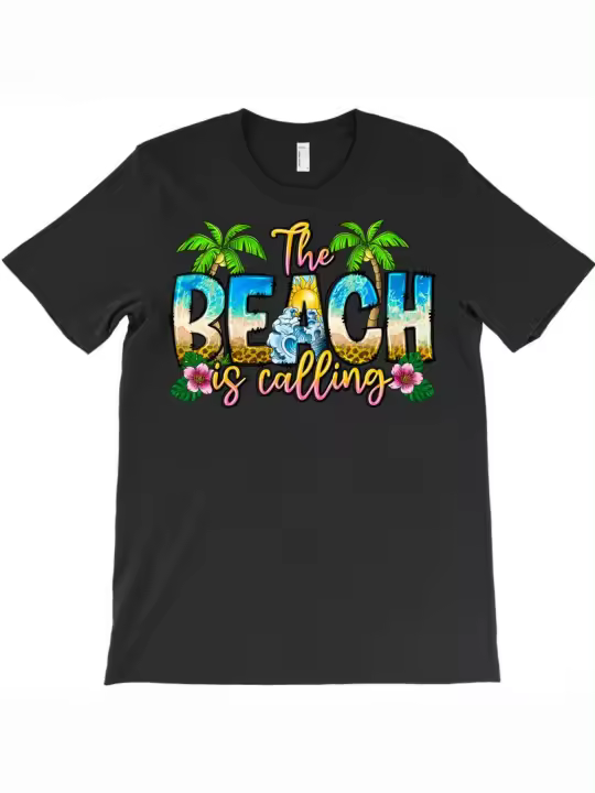 La playa está llamando camisetaRegalo para papá Manga corta con cuello redondo suave y cómoda - 230 g - 1
