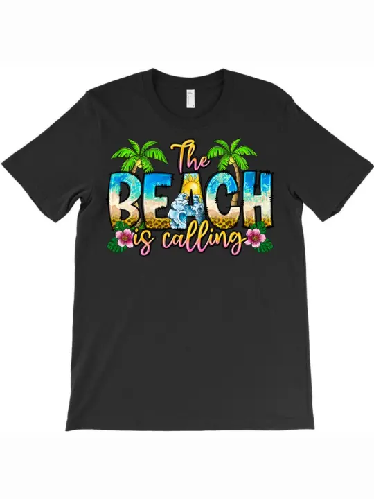 La playa está llamando camisetaRegalo para papá Manga corta con cuello redondo suave y cómoda - 230 g - 1