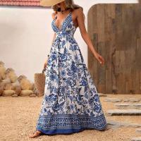 Novedad de verano, vestido de gasa de porcelana azul y blanco, vestido informal bohemio para fiesta en la playa para mujer - details 2