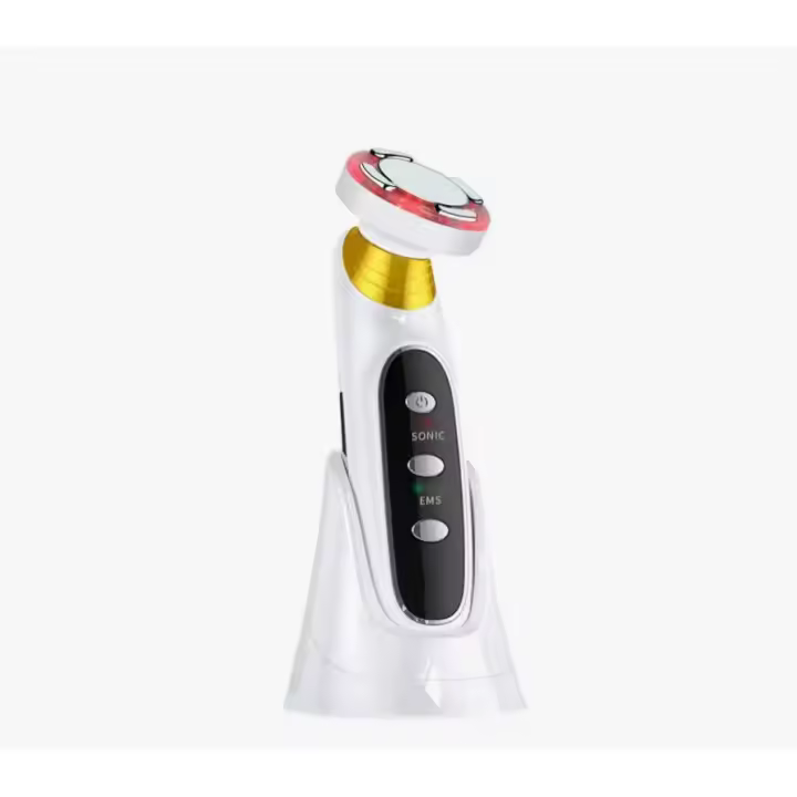 Masajeador Facial con vibración de alta frecuencia, dispositivo de tonificación Facial con luz Led roja, masajeador ultrasónico EMS, microcorriente - 1