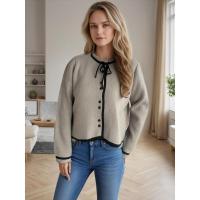Elegante con cuello redondo y top de ganchillo a rayas sueltas para mujer - details 11