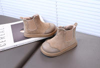 Botas de cuero con cremallera lateral y forro de terciopelo para niños, estilo retro británico. - details 13