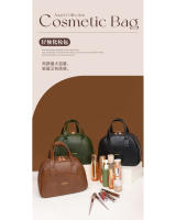 Bolsa de maquillaje Vintage de cuero encerado para mujer, gran capacidad, moderna, de alta gama, bolsa de almacenamiento portátil para el cuidado de la piel, novedad de 2025 - details 4