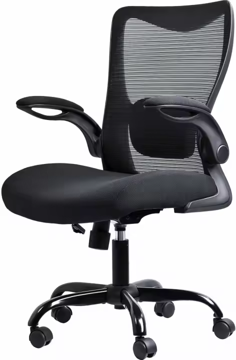 Oficina ergonómica con reposabrazos plegables, silla de oficina con soporte lumbar ajustable, silla ejecutiva giratoria con capacidad de carga de hasta 150 kg - 1