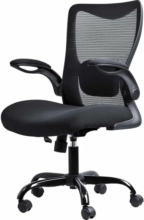 Oficina ergonómica con reposabrazos plegables, silla de oficina con soporte lumbar ajustable, silla ejecutiva giratoria con capacidad de carga de hasta 150 kg - 1