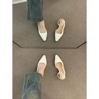 Bolso de tacón bajo sandalias de cabeza de las mujeres francés suave noche desnudo cabeza puntiaguda pequeño estilo fragante señora tacón grueso temperamento vacío zapatos individuales - details 9