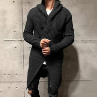 Suéter de punto con capucha para hombre, chaqueta de longitud media, ropa de otoño e invierno, nuevo 2024 - details 3