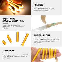 Tira de Luz LED COB 12V 24V Flexible y Caliente con 528LEDs/M PCB de 8mm Lámparas Lineales de Alta Densidad en Colores Blanco Natural 3000K 4000K 6000K Marca XUNATA - details 3
