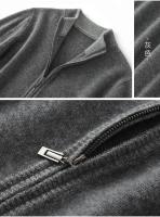 Otoño e Invierno suéter de cachemira pura para hombre cuello medio alto tejido con cremallera forro polar abierto Top de Color sólido - details 15