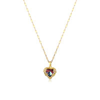 Collar de Lujo Superior con Colgante de Corazón del Mar de Cristal Colorido Acero Inoxidable 316L - details 10