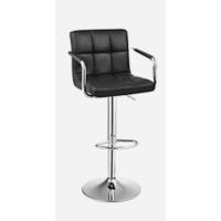 Taburete de Bar Juego de 2, Sillas de Bar Regulables en Altura en Piel Sintética, Taburete de cocina Giratorio en 360 °   con Respaldo y Reposapiés, Acero Cromado, Negro LJB64B - details 8