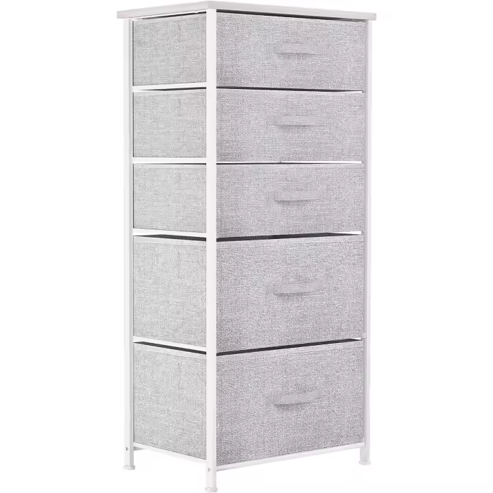 Cajonera de Tela Extraíble de 5 Cajones Almacenamiento Comodo para Sala de Estar, Dormitorio, Habitación Infantil Gris Claro - 1