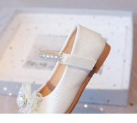 Zapatos de cuero para niñas pequeñas, calzado informal con encaje de mariposa, Princesa de cristal, dulce y Chic, planos y suaves para fiesta - details 14