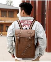 Mochila de cuero para hombre y mujer, morral de estilo universitario, resistente al agua, sencillo y Popular, estilo Retro coreano - details 13