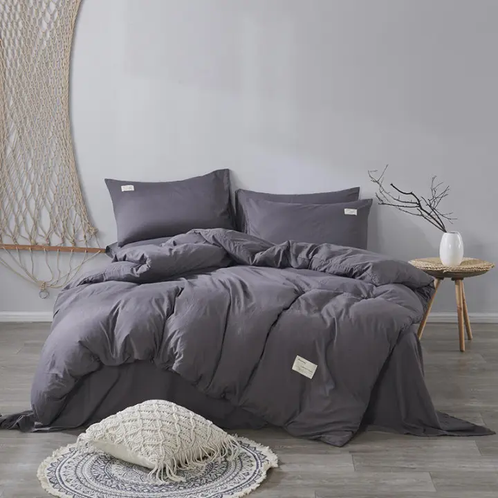 Juego de cuatro piezas de algodón lavado, sábanas de litera para dormitorio de estudiantes, funda de edredón, ropa de cama - 1