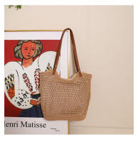 Bolso tejido de hilo de algodón de hombro hueco informal pequeño bolso de paja de mano de viento perezoso bolso de playa de vacaciones junto al mar bolso de mujer - details 6
