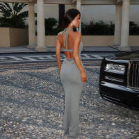 BUNO-vestido Halter de Cruz calado con retazos, vestido de mujer + chal, Sexy, elegante, 2025 con cordones sin espalda, fiesta de verano de medianoche, Vestidos de moda - details 5