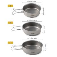 Lixada - Tazón de cena de titanio ultraligero, sartén, mango plegable, villa, suministros VIE para acampar al aire libre - details 1