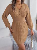 Elegante Vestido de Punto para Mujer Color Sólido, Cuello V, Moda Y2K 2025 - details 15