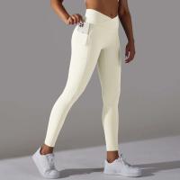 Leggings cruzados para mujer, pantalones de yoga con bolsillo, malla deportiva transpirable para correr y andar en bicicleta, leggings de entrenamiento de cintura alta - details 13