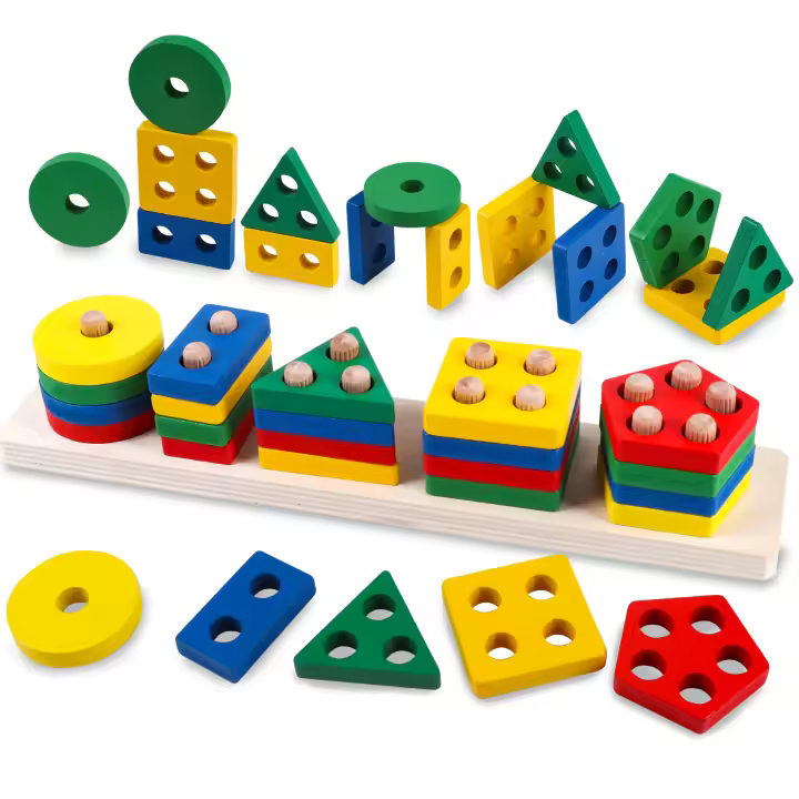 Juguete de apilamiento de madera para actividades y juguete de desarrollo de aprendizaje temprano para niños mayores de 12 meses - 1