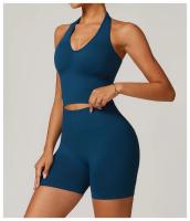 Sujetador deportivo con cuello colgante, ropa interior deportiva sin costuras, sujetador con espalda abierta, Top de Yoga para Fitness, soporte para mujer, Top corto de entrenamiento para gimnasio - details 6