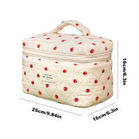 Bolsa De Maquillaje Para Mujer Estilo Fashion Con Diseño De Fresa Bolsa De Cosméticos Portátil Y Cute Bolso De Almacenamiento Para Viajes Cierre De Cremallera Material PU Y Algodón - details 4