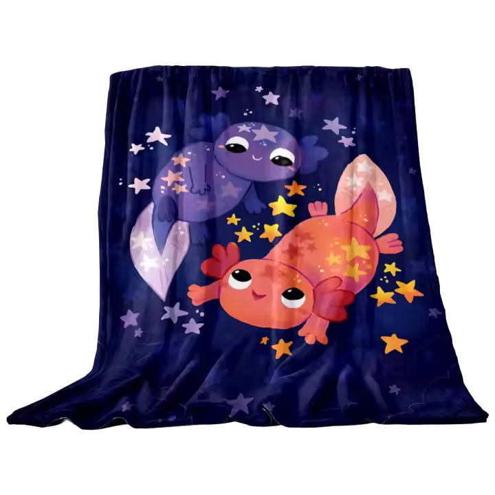 Manta de Poliéster con Estampado de Axolotl Cómoda para Hogar y Viajes Regalo de Juego para Niños - 1