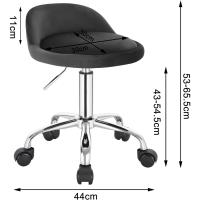 Silla de Oficina de Cuero Sintético Silla de Escritorio sin Brazos Taburete Giratorio para Sala de Masaje SPA Taburete de Tocador Blanco - details 34