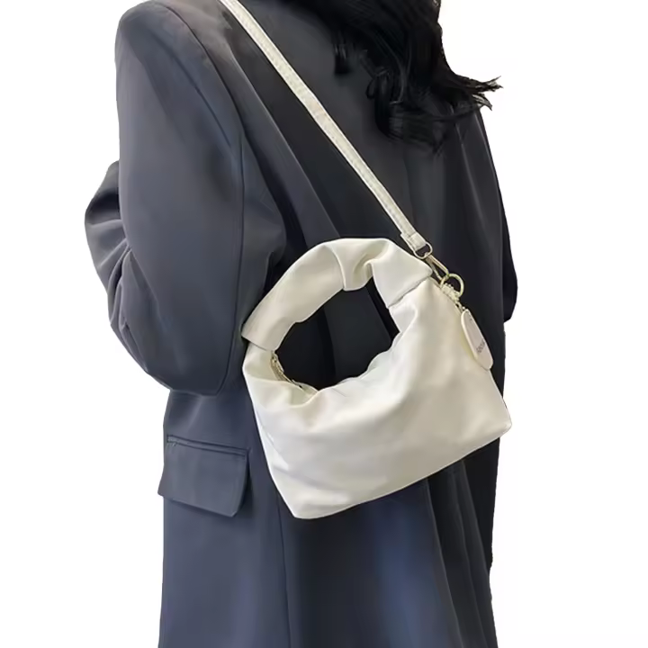 Bolso plisado para mujer, bolso de hombro con correa ajustable para trabajo, citas, boda - 1