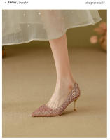 Zapatos de novia de mujer, nuevos tacones altos nupciales chinos de alta gama, no se cansan de tostar cristal, solo zapatos. - details 14