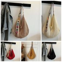 Bolso de mano de ganchillo de gran capacidad para mujer, bolsa tejida hueca ligera de estilo étnico, con correa bordada, tejido de algodón - details 1