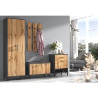 Armario con barra extensible y un estante, armario para pasillo, dormitorio, vestidor, 192 x 60 x 35 cm, grafito/roble Wotan - details 1