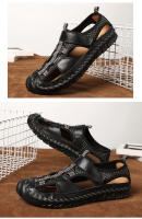 Sandalias planas informales de cuero genuino para hombre, calzado de playa romano, zapatillas de deporte masculinas, zapatos de cuña baja, talla grande 38-48, novedad de verano - details 23