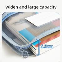 Bolsa de almacenamiento de papel de prueba A4, bolsa organizadora de papelería de gran capacidad en forma de L con etiqueta, bolsa de archivo Visible con cremallera para estudiantes - details 6