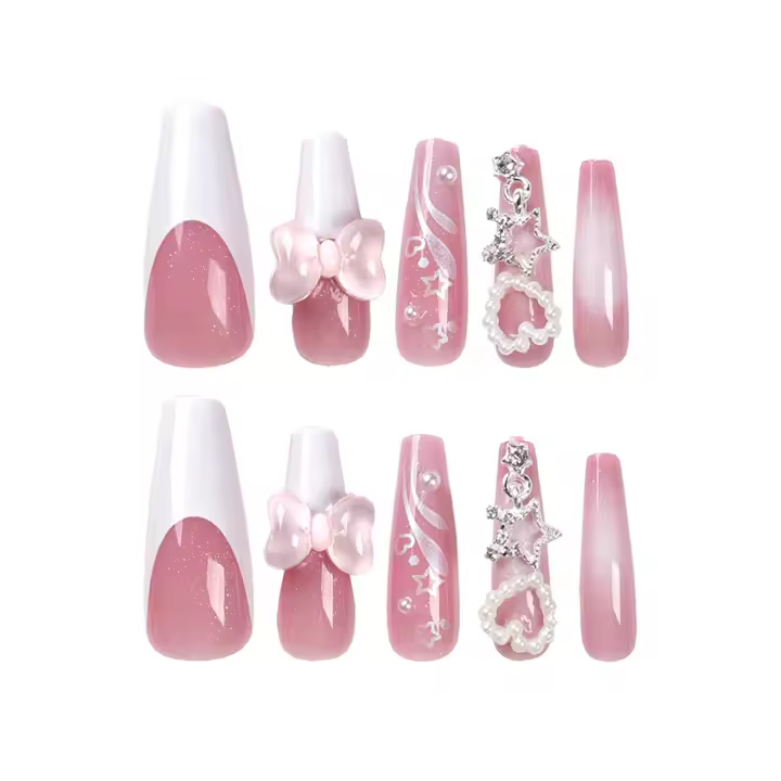 Mujeres falsas ultralargas, decoración de diamantes de imitación, uñas artificiales de resina para la vida diaria, uso diario - 1