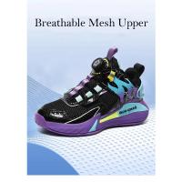 Nuevos zapatos ligeros de baloncesto para niños, zapatos deportivos con hebilla giratoria para niños, zapatillas deportivas transpirables para correr, zapatos de tenis para niños al aire libre - details 4