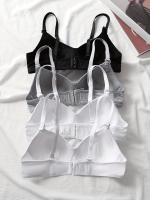 Conjunto de 4 sujetadores inalámbricos sin costuras para adolescentes, de color sólido, de algodón, con tirantes ajustables - details 3